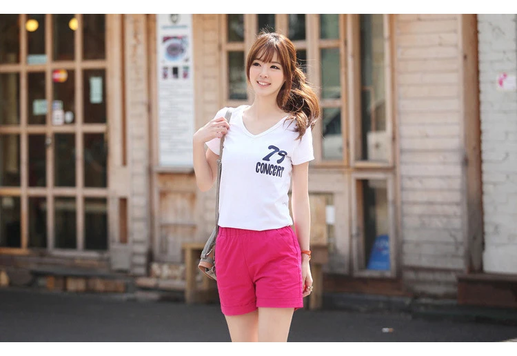 New Korean version of the shorts Ms. Summer Waist Loose Large fat MM Wide leg Large size Sports Casual Student Candy colors (20)
