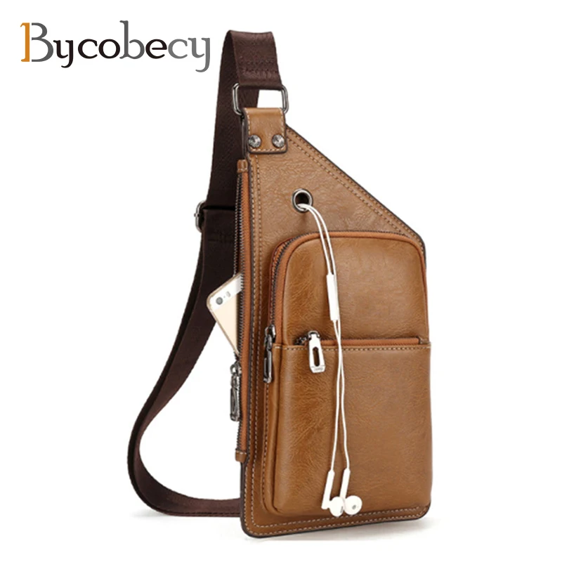 

BYCOBECY Vintage Single Shoulder Bags Men Chest Bag Crossbody Bags Short Trip Messenger Bags Chest Waist Pack