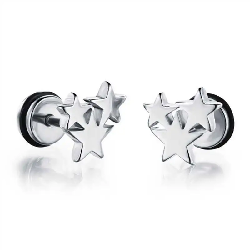 

Simple Men Star Earrings Fashion Stainless Steel Post Earrings Spooky Gift Gothic Punk Personalized Party Jewelry