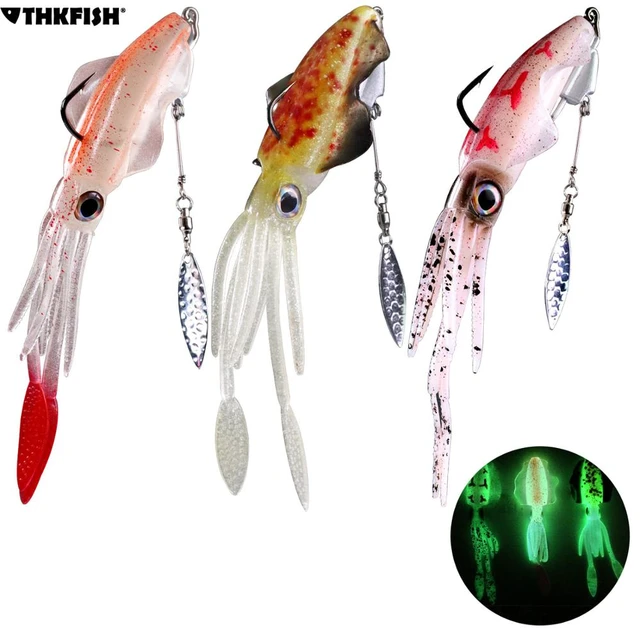 1 piece 20g Saltwater Squid Soft Bait 3D Eyes Glow Octopus Fishing