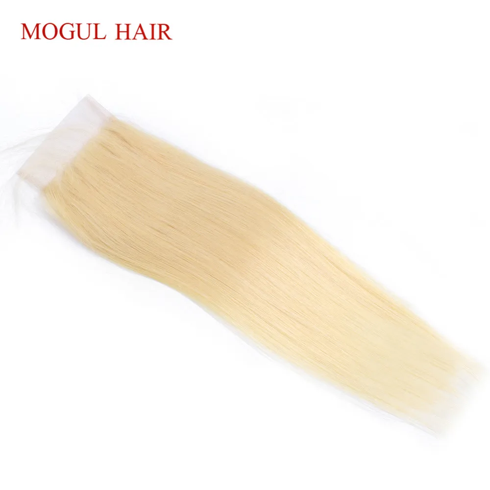 MOGUL волосы 613 Связки с закрытием Bleach Platinum Blonde 2/3 Связки 10-28 дюймов индийские прямые Реми натуральные волосы Weave Связки