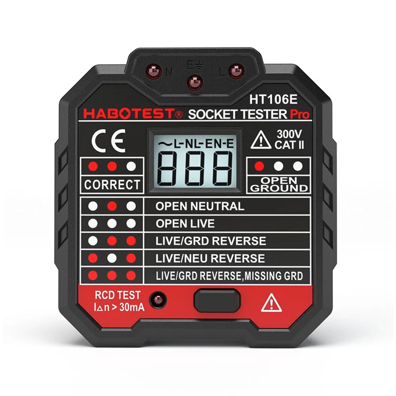 

Socket Tester GFCI Outlet Tester Automatic Electric Power Circuit Breaker Finders Voltage Detector Wall Plug LED Voltage display