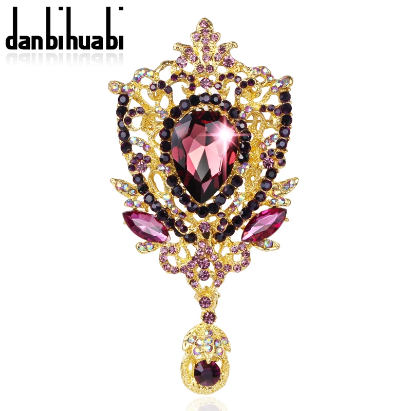 

danbihuabi Brand Silver Color 4inches Long Large Crystal Brooches for Women Bridal Wedding Fashion Brooch Pin Jewelry