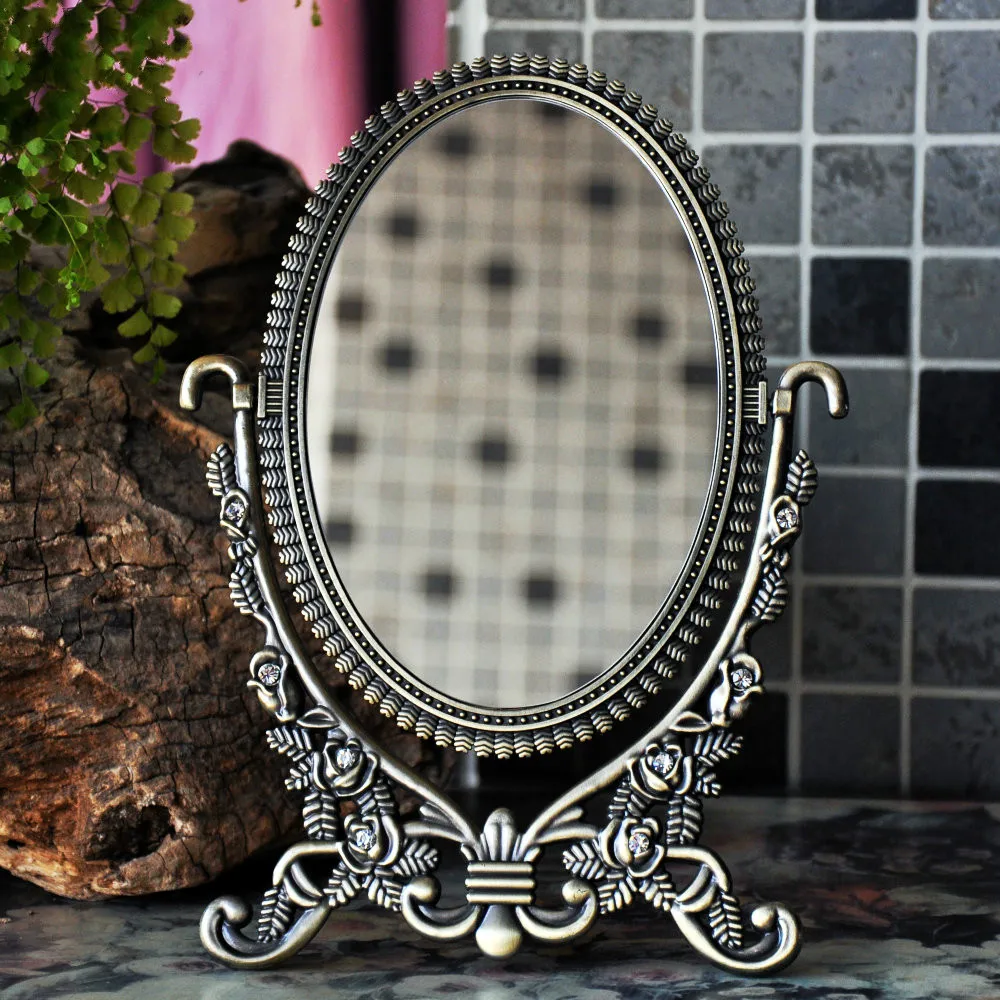 Retro European flip HD double sided small mirror cute desktop princess