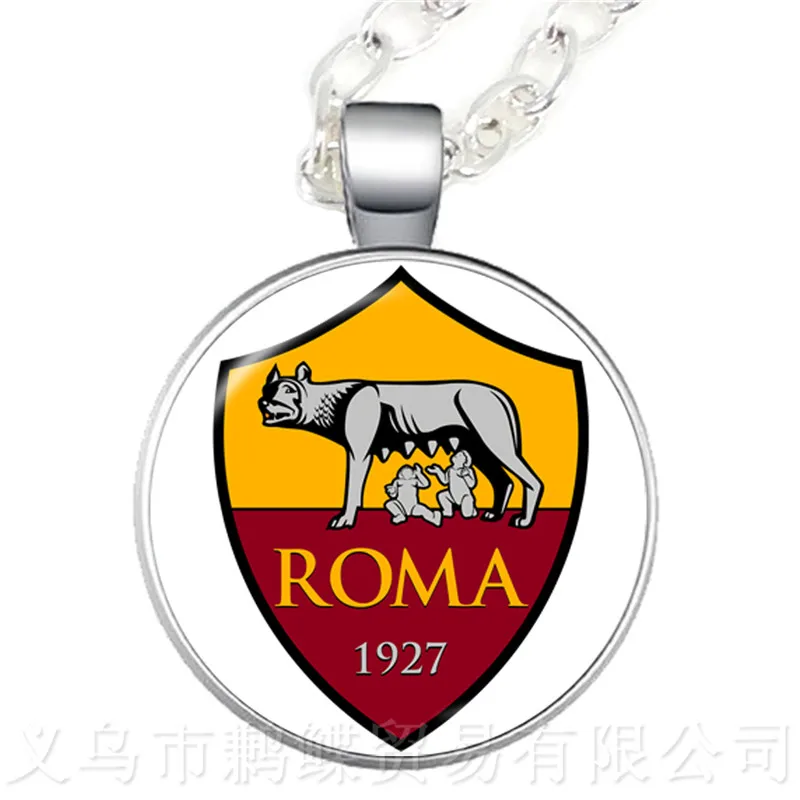 

Football Team Logo Necklace Italy Football Associazione Sportiva Roma Lazio Logo Glass Dome Pendant For Football Funs