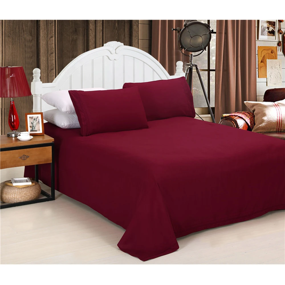 Buy 4pcs Pure Color Bedsheet Set King Queen Size