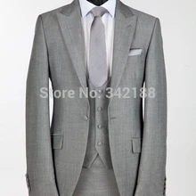 Бесплатный EEMS одна кнопка светло-серый смокинг с лацканами с острыми углами лучшие мужские для шаферов мужские свадебные костюмы Жених(куртка+ брюки+ жилет