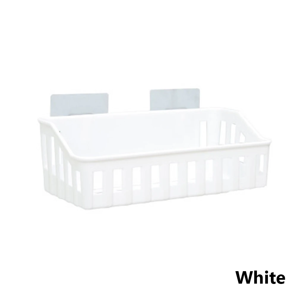 White Полка для ванной комнаты клейкая стойка для хранения гель для душа шампунь Органайзер держатель корзина для кухни украшение дома аксессуары для ванной комнаты - Цвет: White