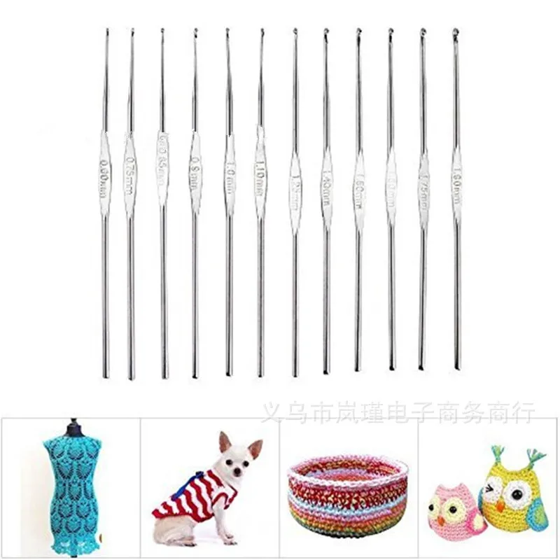 12pcs/set Small Crochet Hooks Stitches Knitting Needles Handicraft Crochet Set Hand Weave Tool Sewing Accessories YSS9135