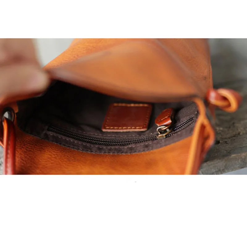 AETOO Literary retro handmade cowhide bucket bag Mori soft leather shoulder bag small fresh leather girl cute little bag