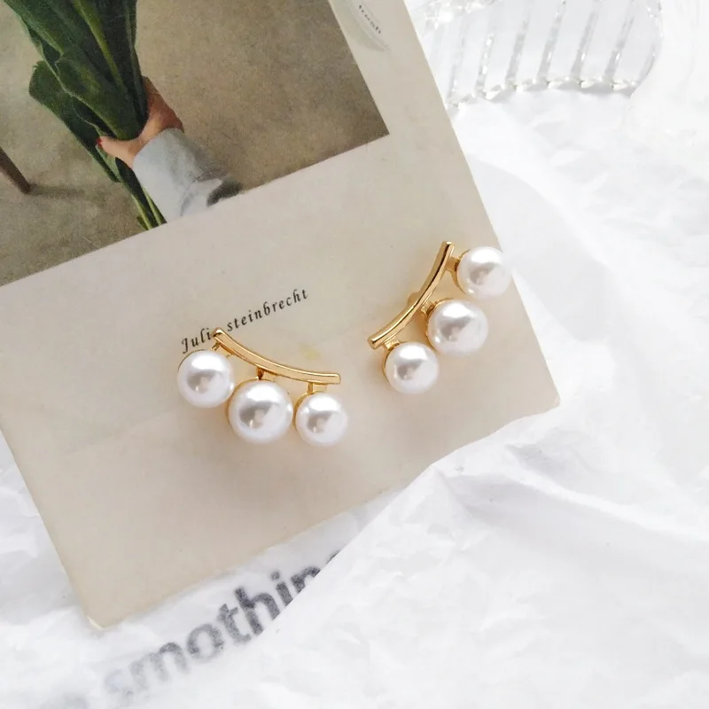 Fancy Jewelry Gold Plating With Pearls Stud Earring For Woman Earrings Girl Gifts Handmade Fine Jewelry 2019