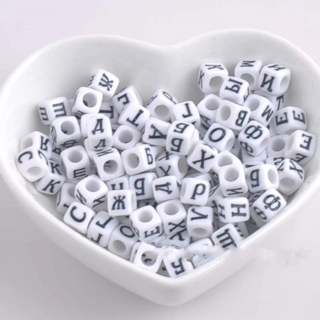 6x6mm Decoration Beads White Acrylic Cube Square Mixed Russian