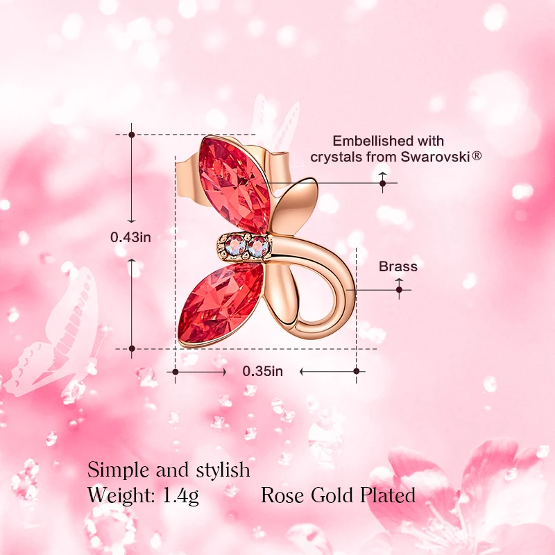 Cdyle, с изображением милой бабочки Стад Серьги, украшенные кристаллами от Сваровски, серьги, ювелирные изделия Kolczyki; искусственная кожа; Прямая(дропшиппинг); Damskie 925 иглы