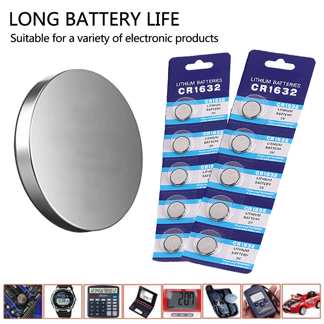 

5pcs/pack 3V CR1632 Button Batteries LM1632 BR1632 ECR1632 Cell Coin Lithium Battery 3V CR 1632 For Watch Electronic Toy Remote