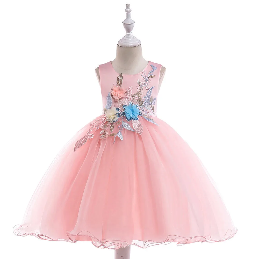 

Girls Princess Dress 2019 Flower Girls Ball Gown Dresses Kids Flower Party Dress For Girl Print Sleeveless Dresses Clothing A1