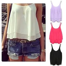 Sexy Women Summer Casual Sleeveless Shirt Chiffon Loose Vest Tank Top Blouse NEW