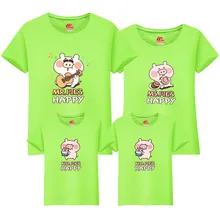 Хлопковая одинаковая футболка для всей семьи футболка с милым принтом животных для папы и дочки повседневная одежда для мамы и сына