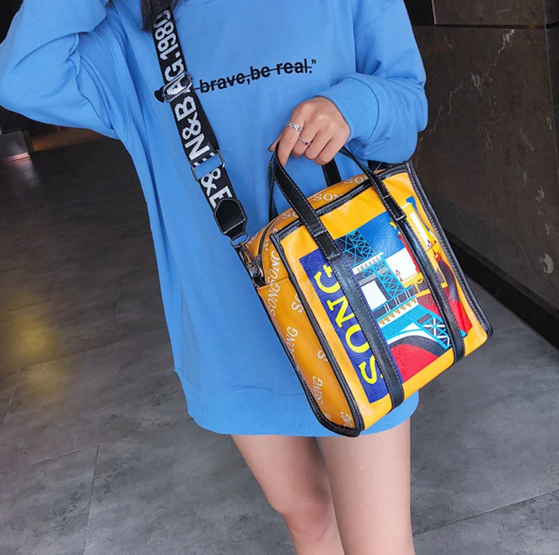 Women Designer Leather Handbag Female Cartoon Painting Messenger Shoulder Bags Lady INS Fashion Crossbody Bag Party Purse SS7360 (19)
