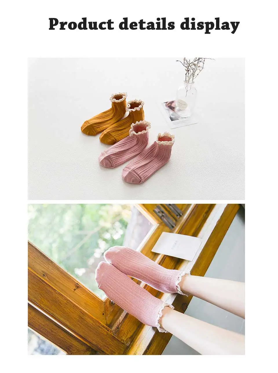 2018 Autumn and Winter New Cotton Short Tube Lace Solid Color Wild Boat Socks Small Fresh Lady Fan Warm Wear (2)