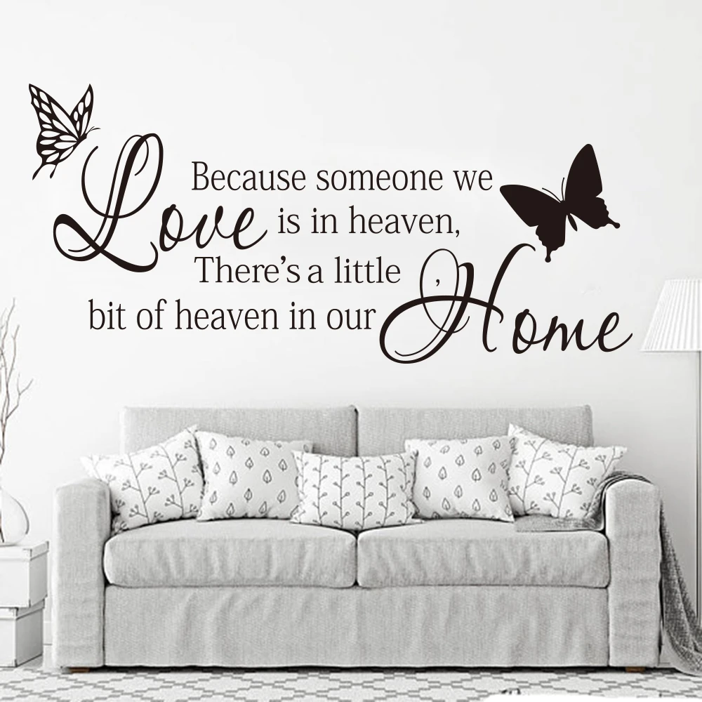 Wheeler3Designs Because Someone You Love is in Heaven 11x11 Vinyl Wall Quote Decal Wall Saying 