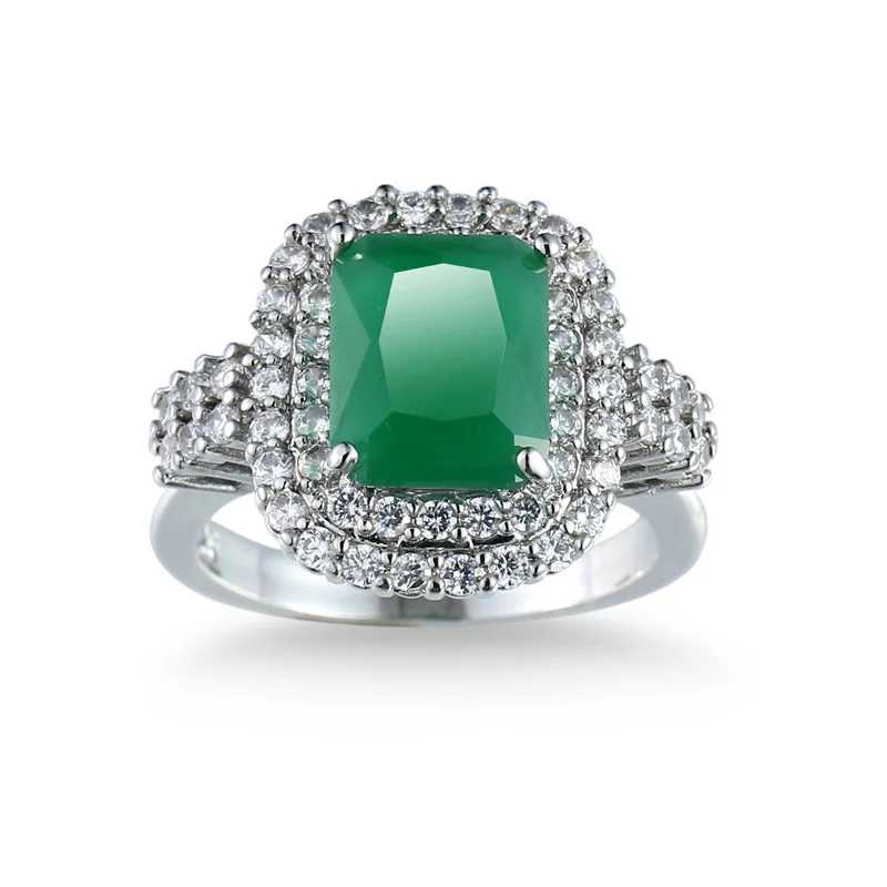 Utimtree высокое качество роскошные кольца с большими кристаллами для женщин Свадебные украшения серебряного цвета кубического циркония кольцо для женщин подарок