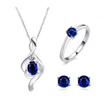 Натуральный голубой сапфир 925 стерлингового серебра ювелирный набор драгоценный камень ювелирные изделия для женщин модный набор Свадебные/вечерние подарок