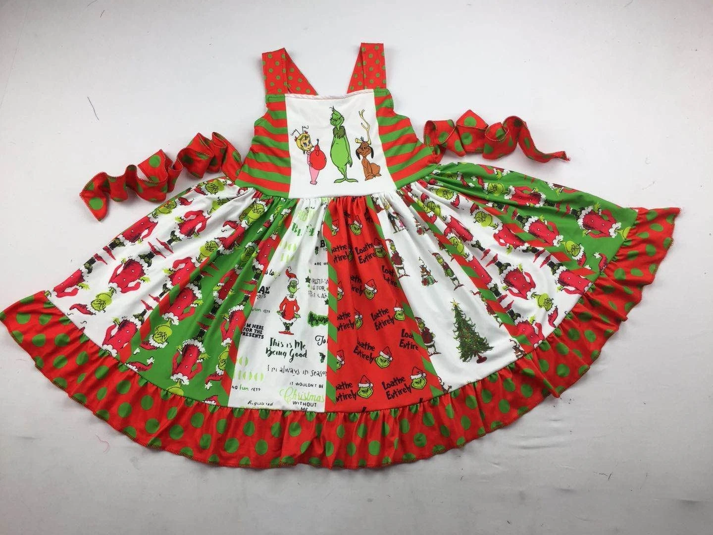 Новинка года; дизайнерское платье для маленьких девочек рождественское платье с узором в горошек для девочек Рождественская футболка с Регланом для мальчиков