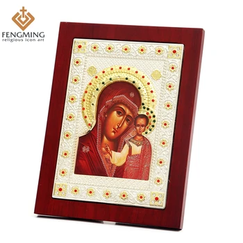 

Silver god art handmade crafts virgin mary of kazan russian greek orthodox icon Religious wall decoration