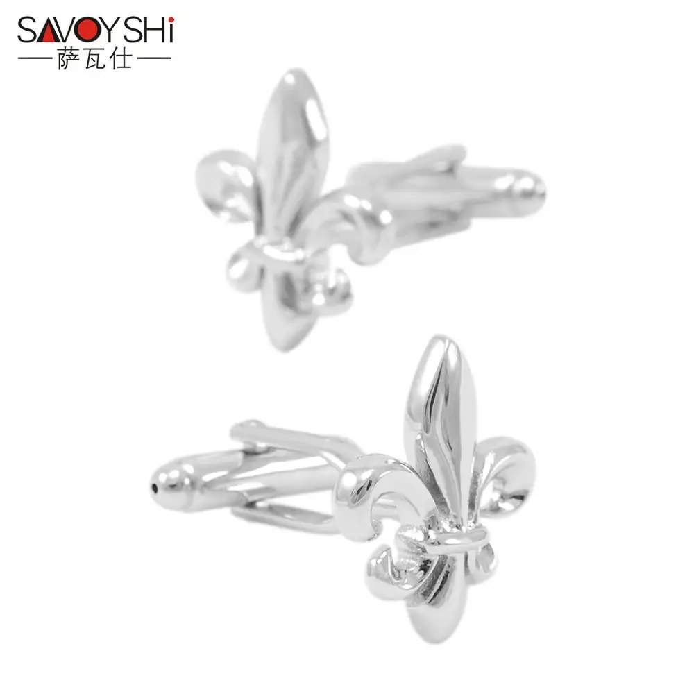 

SAVOYSHI Fashion Cufflinks For Mens High Quality Silver flower Cuff links Fashion Mens Suit Shirt Cuffs Accessories