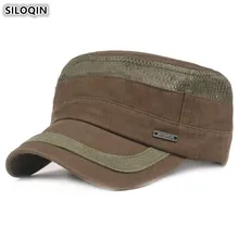 SILOQIN мужская плоская кепка летние дышащие бейсболки с сетчатыми вставками армейские военные шапки Snapback cap Регулируемый размер хлопок вентиляция Спортивная Кепка