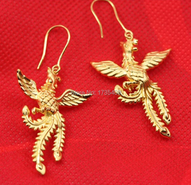A Set Of Pure 24k Yellow Gold Earrings Women S Phoenix A Set Of Pure 24k Yellow Gold Earrings Women S Phoenix Earring Pendant 12g In Drop From Jewelry Accessories On Aliexpress Alibaba Group
