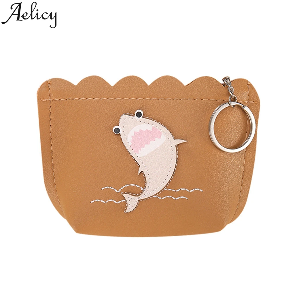 Aelicy, Модный милый кошелек на молнии с рыбкой, держатели для кошельков, сумочка, женский короткий кошелек, кожаный держатель для карт, клатч