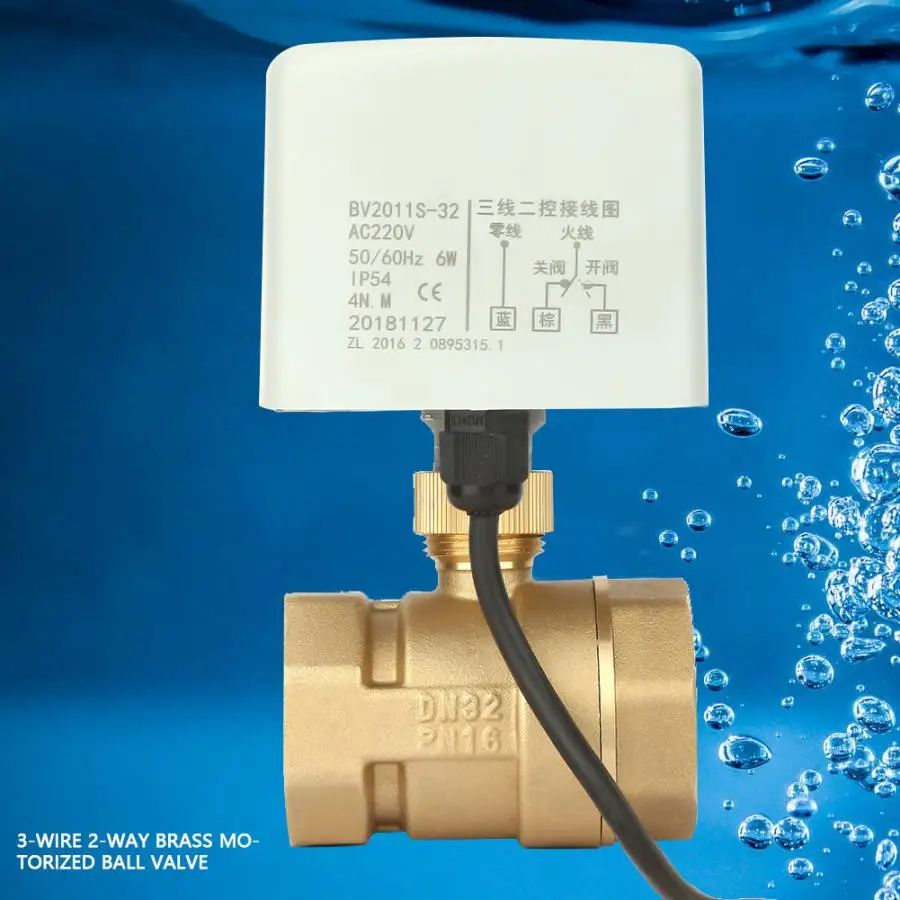 AC220V DN32 Ball Valve 1-1/4 inch 2-Way 3-Wire Brass Electric Motorized Ball Valve
AC220V DN32 Ball Valve 1-1/4 inch 2-Way 3-Wire Brass Electric Motorized Ball Valve