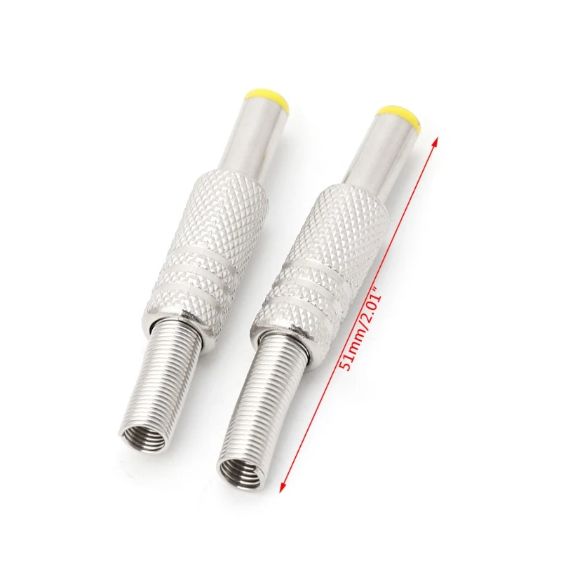 OOTDTY Металл 5 шт 5x2 5mm DC Мощность джек штекер разъем адаптера с желтым