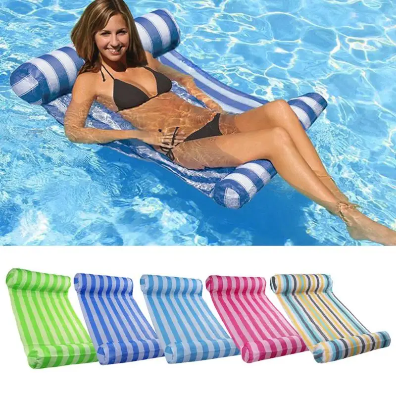 cheap 2019 New Leisure With Mesh Hammock Folding Float Row Floating Chair Floating Bed For Water Sports Swimming Pool Party