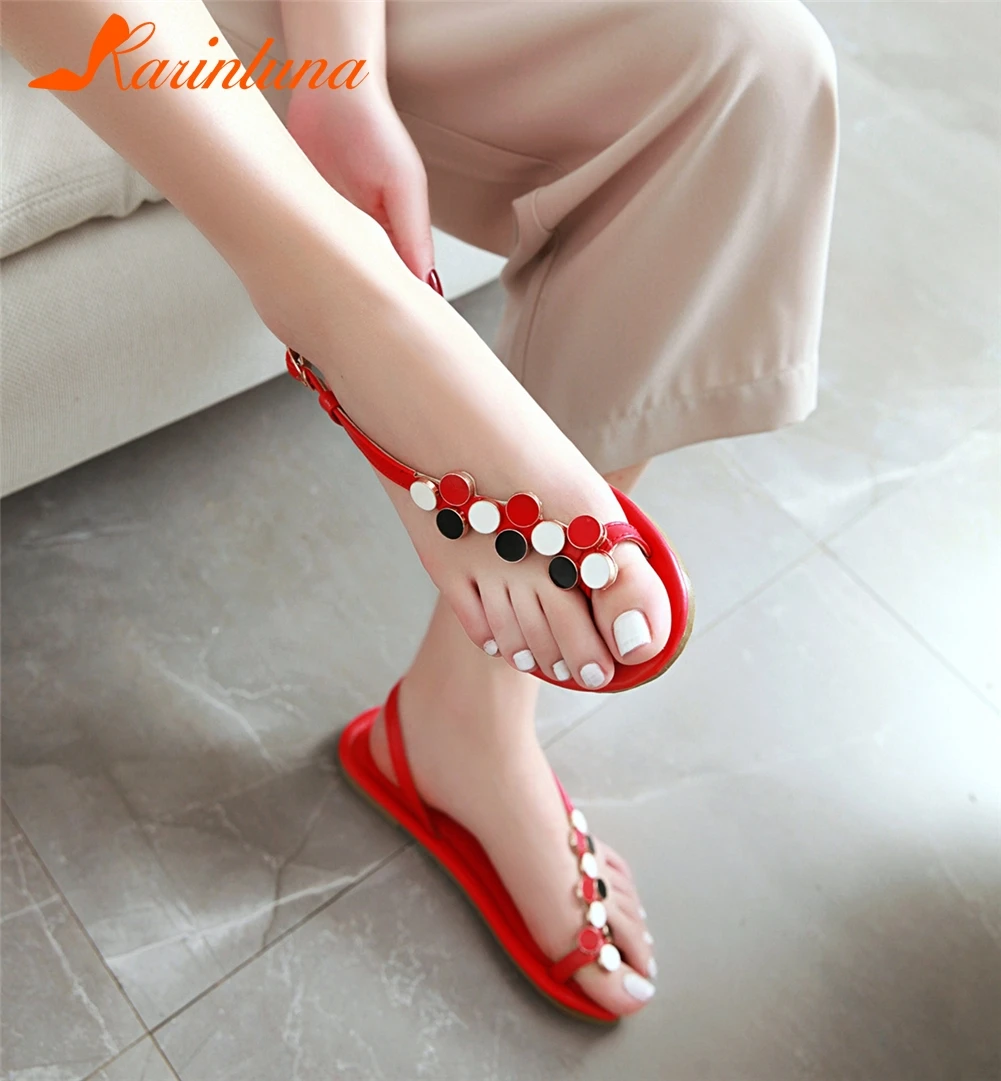 

KARINLUNA Hot Sale Plus Size 30-45 Summer Sandals Women Shoes Woman Flat Heels Black Red Casual Shoes Woman Sandals Footwear