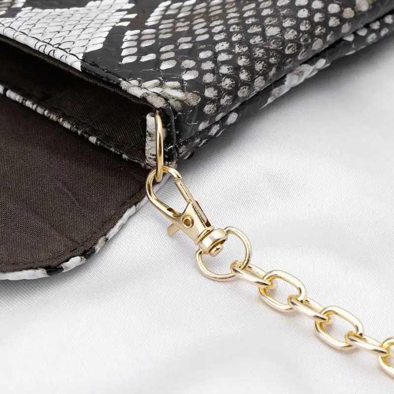 المرأة المغلف مخلب حقيبة يد جلد الثعبان نمط سلسلة الكتف Crossbody حقيبة