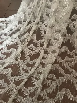 

shinning glitter sequins glued powder lace fabric 5 yards per lot CiCi-101411 high quality
