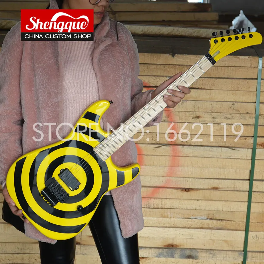 

2018 NEW SHENGQUE factory Custom EVH guitar zakk floyed rose electric guitars yellow color can be customized musical instrument