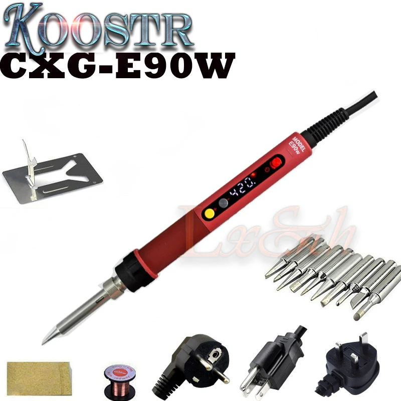 

CXG E90W Electric Soldering Iron 90W LCD Digital Adjustable thermostat Electric Soldering Iron Welding Repair with10pcs iron Tip