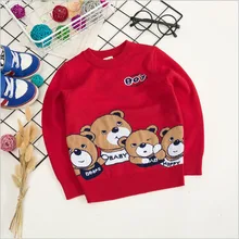 Boys girls bear pattern sweater 2017 winter autumn fashion font b kids b font cartoon Knitwear