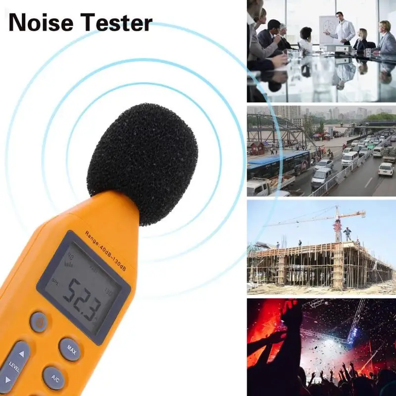 

Handheld SL814 LCD Digital Sound Pressure Level Meter 40-130dB Decibel Noise Audio detector Measurement Tool