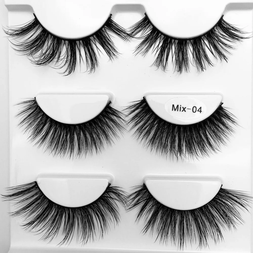 NEW Mix 3 Pairs mink eyelashes natural long makeup false eyelashes 3d