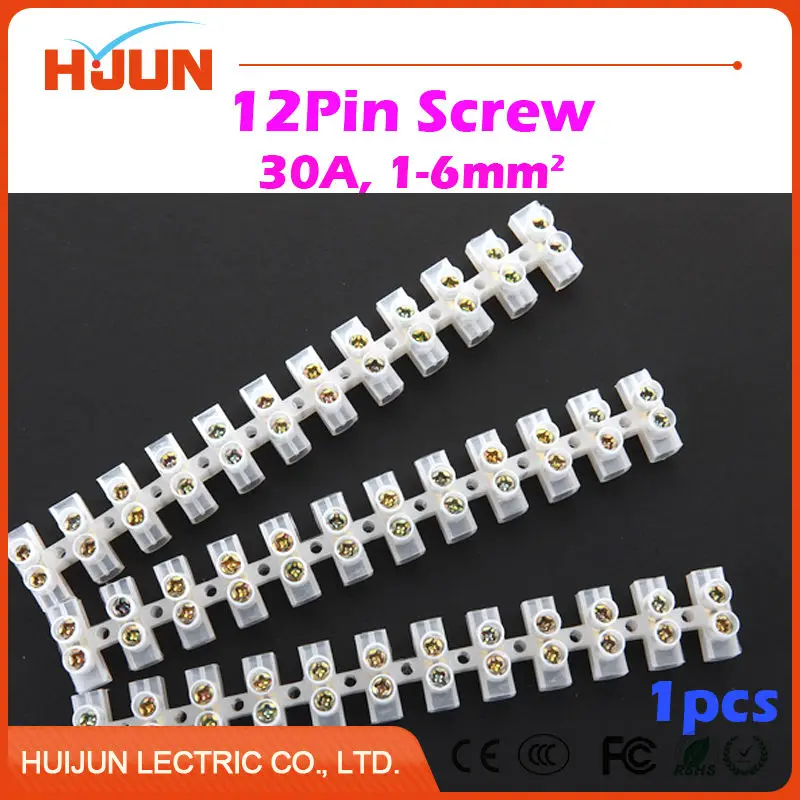 

1pcs/lot 12 Pin Screw 30A Push Quick Cable Connector Universal Reuseable Clamp Wire Terminal Wiring 1500W 250V 1-6 Square