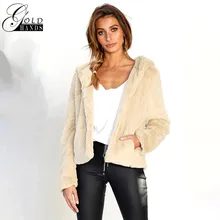 Золотые руки осень зима с капюшоном Искусственный мех пальто для женщин толстый теплый длинный рукав куртка женская уличная плюшевая кардиганы верхняя одежда