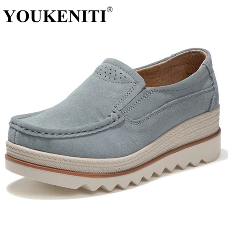 

Platform Autumn women's genuine leather shoes Loafers Fashion ballet flat Shoes Woman Slip On loafers boat shoes Moccasins