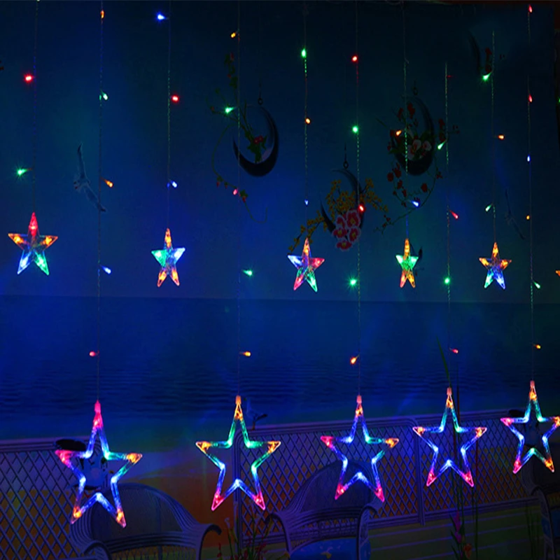 Светодио дный 2 м LED Star шторы огни строки В 220 В Рождество гирлянда фея света крытый/Открытый украшения для Свадебная вечеринка