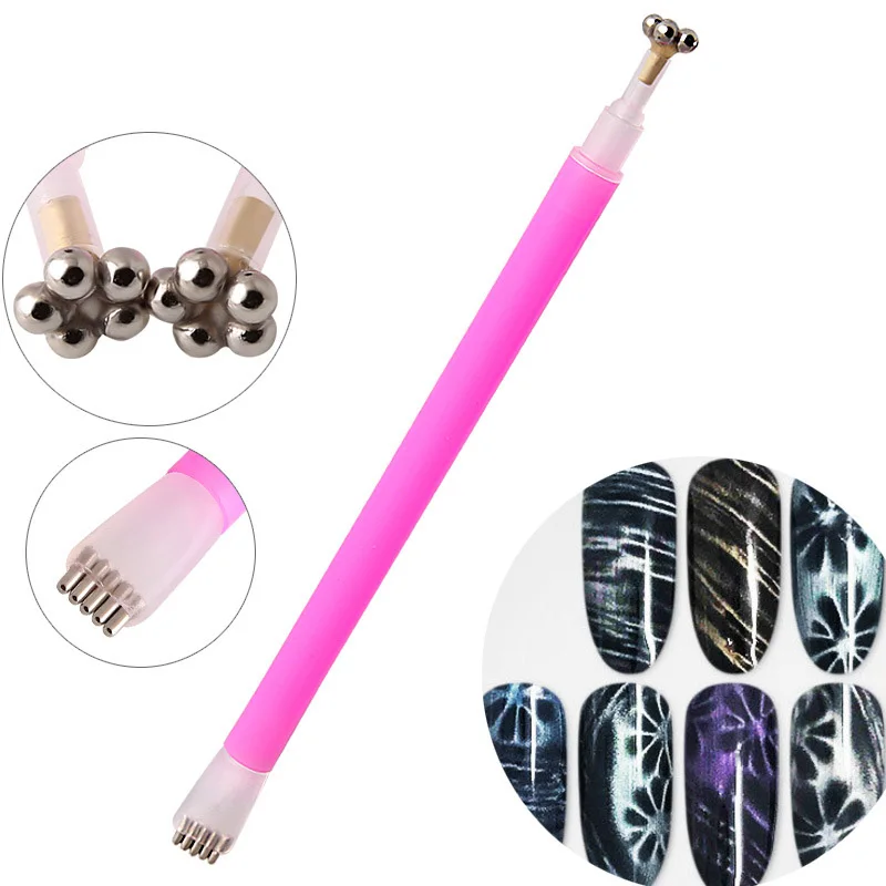 Магнитная палочка Многофункциональный магнит для кошачьих глаз Гель-лак для ногтей 3D 4D 5D линия эффект полосы сильные магнитные ручки инструменты сделай сам для ногтей - Цвет: Magnet Pink
