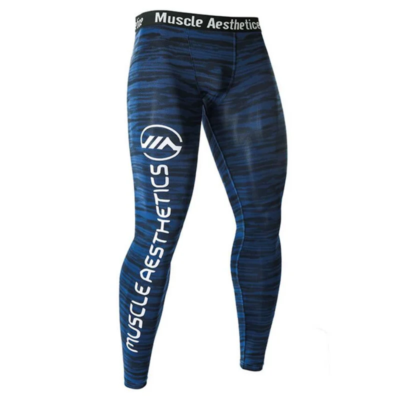 Мужские компрессионные обтягивающие леггинсы, спортивная одежда для бега, Мужские штаны для спортзала, фитнеса, быстросохнущие штаны, тренировочные штаны для занятий йогой - Цвет: blue2