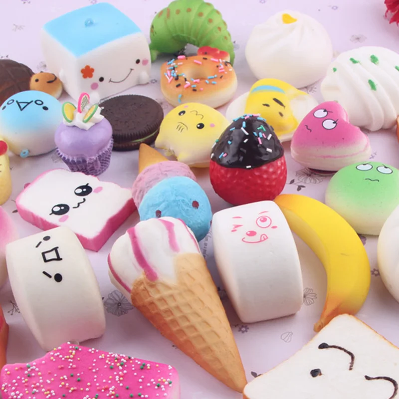 

Squeeze Jumbo Set of Mobile Phone Pendant Squeeze Simulation Bread Cake Donut Slow Rising Cream Scented Kids Toys Squishies Toys